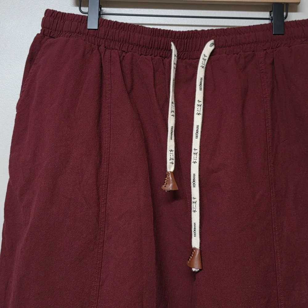 Kidoriman Men's Gelyu Harem Japanese Street Burgundy Red Cotton Jogger Pants 3XL